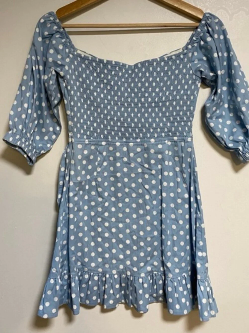 Majorelle Blue Polka Dot Cutout Mini Dress – Size S